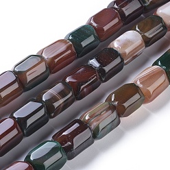 Разноцветный Природный агат бисер нитей, окрашенная и подогревом, колонка, зелёные, 20x15 мм, отверстие : 1.2 мм, около 19 шт / нитка, 14.76 дюйм (37.5 см)