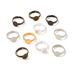 Mixed Color Mixed Color Adjustable Brass Pad Ring Findings, Cadmium Free & Lead Free, 14mm, Tray: 8mm