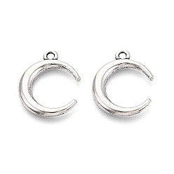 Античное Серебро Сплавочные подвески тибетского стиля, прелести полумесяца, античное серебро, 20.5x16.5x2 мм, отверстие : 1.8 мм