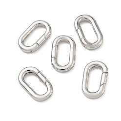 Platinum SHEGRACE Brass Spring Gate Rings, Oval, Cadmium Free & Lead Free & Nickel Free, Platinum, 16x9.5x2.5mm