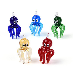 (52) Непрозрачная лаванда Большие подвески, лэмпворк, ручная работа , чары кальмара, разноцветные, 52.5~54x26~28.5x25.5~28.5 мм, отверстие : 4.5~6x4.2~5.5 мм