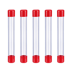 Красный Прозрачные пластиковые трубки для хранения бусин из ПВХ, с крышкой, красные, 21x2.8 см, Внутренний диаметр: 2.3 cm