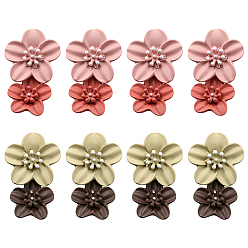 (52) Непрозрачная лаванда 4 пары 2 цветные серьги-гвоздики из цинкового сплава и смолы, цветок, разноцветные, 24.5x15.5 мм, 2 пар / цвет