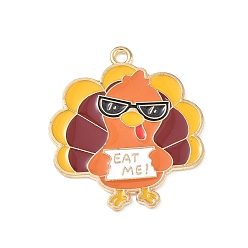 Цыпленок Подвески из сплава с эмалью ко дню благодарения, золотые, цыпленок, 29.5x26.5x1.5 мм, отверстие : 1.8 мм