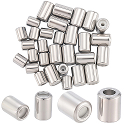 Нержавеющая Сталь Цвет 40 шт 2 стили 201 бусины из нержавеющей стали, с резиной внутри, ползунки, колонка, анти-тускнение, цвет нержавеющей стали, 5~7.5x4~5 мм, отверстие : 1~1.4 мм, 20 шт / стиль