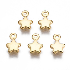 Echt 18 k vergoldet Messing Charme, Nickel frei, Stern, echt 18 k vergoldet, 9.5x6x2 mm, Bohrung: 1.2 mm