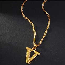 Letter V Латунные кулоны, золотые, Буква V, 17.72 дюйм (45 см)