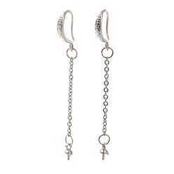 Платина Стойки покрытие латунь серьги крючки, без кадмия и без свинца, долговечный, платина, 55x2.5 мм, штифты : 0.6 мм