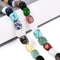 Смешанные камни Натуральные и синтетические смешанные каменные бусы пряди, кубоид, смешанные окрашенные и неокрашенные, 8.5~11x8~10x7~9 мм, отверстие : 1.2 мм, около 40 шт / нитка, 16.46'' (41.8 см)