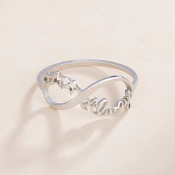 Нержавеющая Сталь Цвет 201 кольца для пальцев из нержавеющей стали для женщин, бесконечность, цвет нержавеющей стали, размер США 8 (18.1 мм)