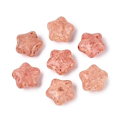 Salmon Foncé Perles de verre opaque Picasso, étoiles, saumon noir, 15~15.5x15.5~16x8~8.5mm, Trou: 1~1.5mm, environ 213 pcs / livre