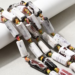 Белый Нити бусин из натурального окрашенного и нагретого огненного агата с эффектом потрескивания, cloumn, граненые, белые, 20~25x8.5~11x8~10 мм, отверстие : 1.8~2 мм, около 14 шт / нитка, 16.02~16.73'' (40.7~42.5 см)