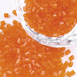 Dark Orange FGB Grade A Glass Seed Beads, Hexagon(Two Cut), Transparent Colours, Dark Orange, 1.5~2.5x1.5~2mm, Hole: 0.8mm, about 2100pcs/bag, 450g/bag