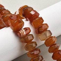 Сиена Природный агат бисер нитей, окрашенная и подогревом, граненые, рондель, цвет охры, 15~17x15~17x9~11 мм, отверстие : 1.2 мм, около 19~21 шт / нитка, 6.89''~7.48'' (17.5~19 см)