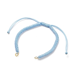Светло-Синий Регулируемый плетеный браслет из полиэфирного шнура, с открытыми пружинными кольцами из нержавеющей стали 304, голубой, длина одиночной цепи: около 6-3/8 дюйма (16.2 см)
