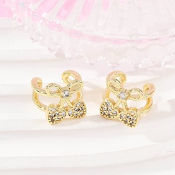 Золотой Латунные серьги-манжеты из прозрачного кубического циркония, вишня в форме сердца, золотые, 11.5x12.5 мм