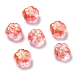 Помидор Прозрачные стеклянные бусины, с блеском порошок, тыква, помидор, 9.5~10x6 мм, отверстие : 1.2 мм
