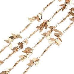 Золотой Латунные листовые звенья цепи, долговечный, стойки покрытие, без свинца и без кадмия, несварные, ручной работы из бисера цепи, золотые, 5x4x0.4 мм