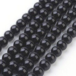 Negro Cuentas sintéticas piedras negras hebras, teñido, rondo, negro, 8 mm, agujero: 1 mm, sobre 49 unidades / cadena, 14.5~15 pulgada
