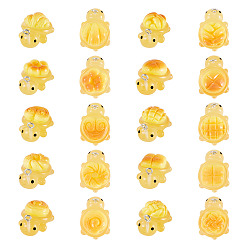 Оранжевый 20шт. 10 стили прозрачные смоляные подвески в форме черепахи в форме хлеба, с железной платиной петлей, оранжевые, 24x17x11~13 мм, отверстие : 2 мм, 2 шт / стиль