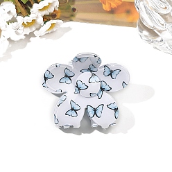 Светло-Синий Заколки для волос из ПВХ с цветком и бабочкой, аксессуары для волос для женщин и девочек, голубой, 70x60 мм