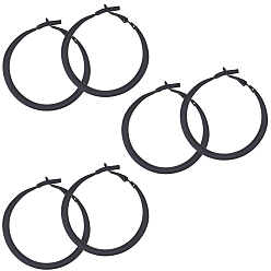 Черный 3 Пары сережек-колец из сплава, окрашенных аэрозольной краской, с 925 штырями стерлингового серебра, серебряные, чёрные, 50 мм