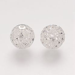 Silver Brass Cubic Zirconia Beads, Filigree Ball, Filigree, Round, Silver Color Plated, 10mm, Hole: 1mm
