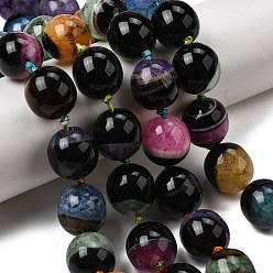 (52) Непрозрачная лаванда Природный агат бисер нитей, окрашенная и подогревом, овальные, разноцветные, 14.5~15x13.5~14 мм, отверстие : 1.8 мм, около 24 шт / нитка, 16.14~16.85'' (41~42.8 см)