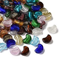 (52) Непрозрачная лаванда Стеклянные бусины, с фольгой внутри, ручная работа, луна, разноцветные, 15~16x15.5~16x5.5~7 мм, отверстие : 1.4 мм