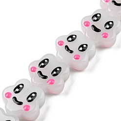 Черный Прозрачные стеклянные бусины, бусины ручной работы, с эмалью, пятиугольник, чёрные, 14x15x5.5~6 мм, отверстие : 1 мм, около 25 шт / нитка, 13.23'' (33.6 см)