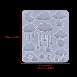Cloud Food Grade DIY Silicone Pendant Molds, Decoration Making, Resin Casting Molds, For UV Resin, Epoxy Resin Jewelry Making, White, Cloud, 137x123x5mm