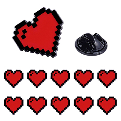 Red 12Pcs Heart Alloy Enamel Lapel Pin Backs for Backpack Clothes, Red, 14x15mm