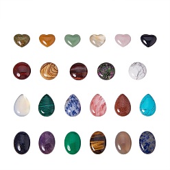 Mixed Stone Gemstone Cabochons, 15~25x18~20x6~7mm, 1pcs/style, 23pcs/box