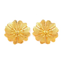 Doré  Cabochons en filigrane de laiton, fleur, or, 28.5x28.5x4.5mm