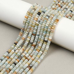 Flower Amazonite Натуральный цветок амазонитовые бусины пряди, рондель, 4x2 мм, отверстие : 0.8 мм, около 168 шт / нитка, 15.08'' (38.3 см)