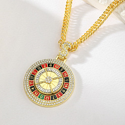 Золотой Ожерелья в стиле хип-хоп с подвеской в виде рулетки из хрустального сплава и эмалью, красные, зеленый и черный, золотые, 30.71 дюйм (78 см)