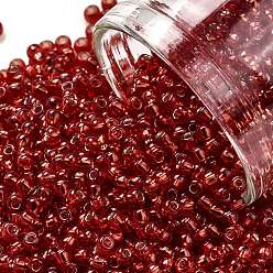 (25B) Silver Lined Siam Ruby TOHO Round Seed Beads, Japanese Seed Beads, (25B) Silver Lined Siam Ruby, 11/0, 2.2mm, Hole: 0.8mm, about 1110pcs/bottle, 10g/bottle
