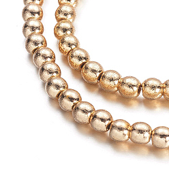 Гальванический Розовый Золотой Гальванизировать немагнитных синтетический гематит бисер пряди, круглые, розовое золото, 3 мм, отверстие : 1 мм, около 161 шт / нитка, 15.7 дюйм
