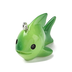 Fish Подвески из непрозрачной смолы с морской тематикой, с платиново-железными петлями, тропических рыб, 20x27x17 мм, отверстие : 2 мм