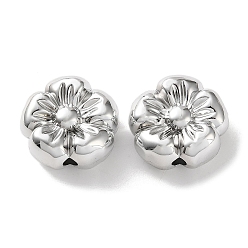 Platinum Plated Plating Opaque Acrylic Beads, Flower, Platinum Plated, 19x19.5x9.5mm, Hole: 3mm