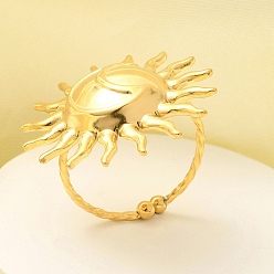Солнце 304 открытая манжета из нержавеющей стали для женщин, реальный 18 k позолоченный, солнце, ВС: 26x26 mm, регулируемый