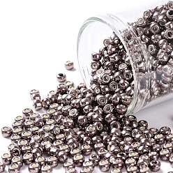 (556) Galvanized Mauve Тохо 8/0 круглые бусины, японский бисер, (556) оцинкованный сиреневый, 3 мм, отверстие : 1 мм, Около 222 шт / 10 г