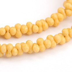 Navajo White Frosted Bone Glass Bead Strands, Navajo White, 4x2mm, Hole: 1mm; about 260pcs/strand, 16.53~16.92 inch(42~43cm)