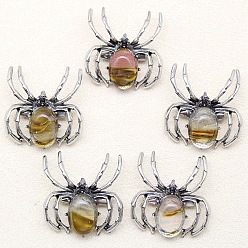 Узор Кожи Тигры Брошь из натурального тигрового стекла, паук, античное серебро, 36x34 мм