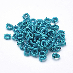 Средний Бирюзовый Полиэстер плетение бисер, кольцо, средне бирюзовый, 6x2 мм, отверстия: 3 мм, около 200 шт / мешок