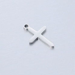 Stainless Steel Color 201 Stainless Steel Pendants, Cross, Stainless Steel Color, 19x12x1mm, Hole: 1.6mm