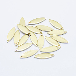 Настоящее золото 18K Латуни кулон, долговечный, реальный 18 k позолоченный, без никеля , лошадиный глаз , 16x5x1 мм, отверстие : 1 мм