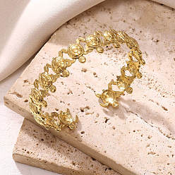 Золотой 304 женские браслеты-манжеты из нержавеющей стали, черепаха, золотые, внутренний диаметр: 2.44x1.89 дюйм (6.2x4.8 см)