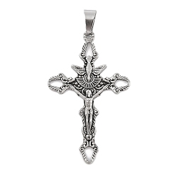 Античное Серебро 304 подвески из нержавеющей стали, подвеска в виде креста-распятия, пасхальный, античное серебро, 52x32x3.5 мм, отверстие : 9.5x4.5 мм