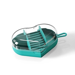 Green Heart Mini Travel ABS Plastic Storage Box for Women, Portable Jewelry Case Organizer for Earrings Rings, Green, 10x13x5.5cm